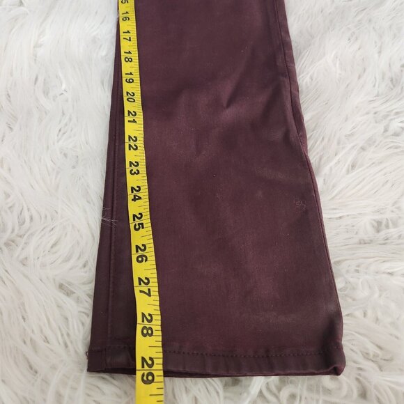 AG Adriano Goldschmied Mari Leatherette Mid-Rise Slim Straight 28 Maroon (28x29) - Picture 13 of 16